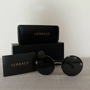 Versace Round Black and Gold Sunglasses